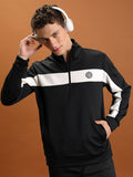 Highlander Men Black High Neck Front-Open Sweatshirt - Black - Image 1