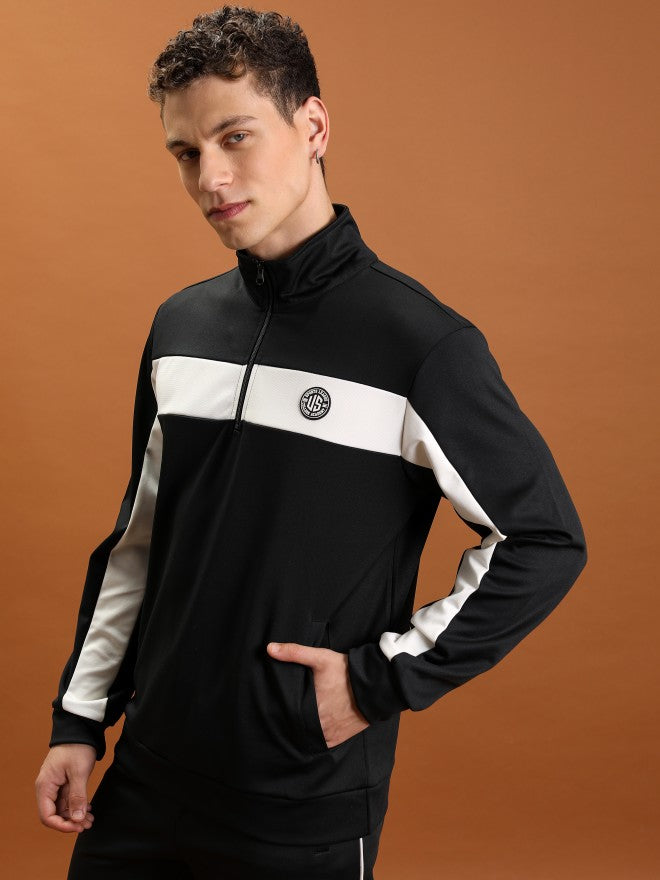 Highlander Men Black High Neck Front-Open Sweatshirt - Black - Image 4