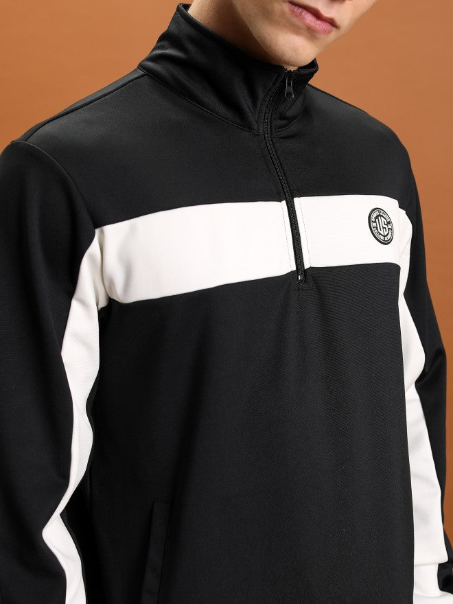 Highlander Men Black High Neck Front-Open Sweatshirt - Black - Image 5
