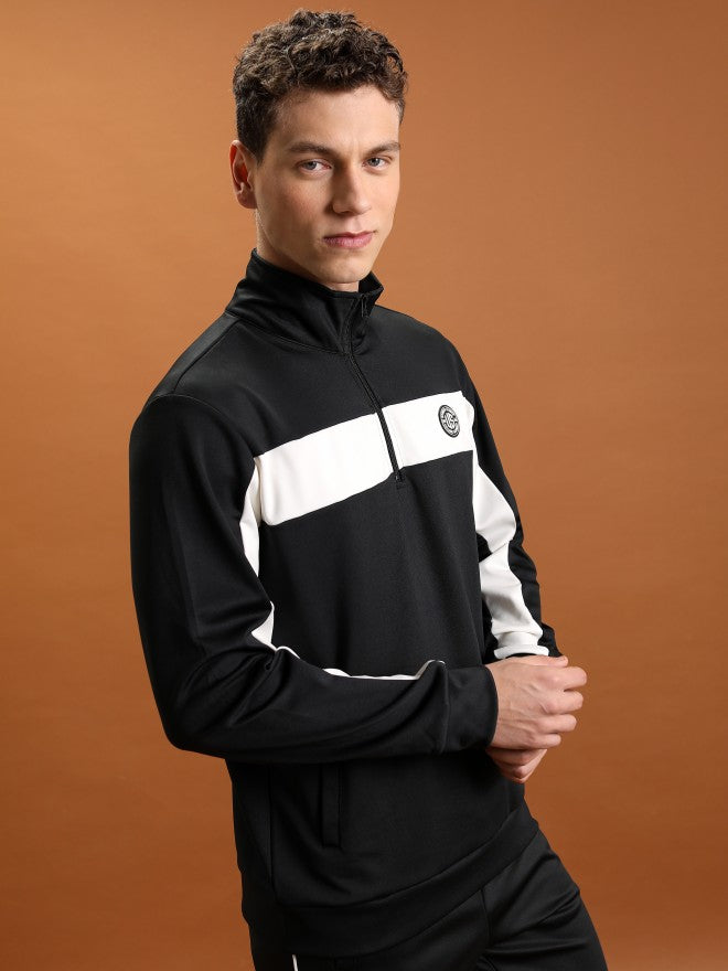 Highlander Men Black High Neck Front-Open Sweatshirt - Black - Image 6