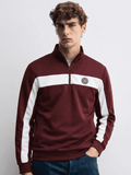 Highlander Men Maroon Mock Collar Front-Open Sweatshirt - Maroon - Image 1