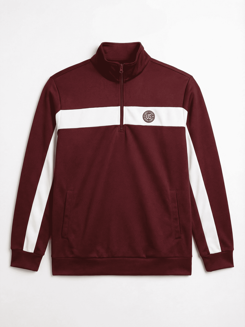 Highlander Men Maroon Mock Collar Front-Open Sweatshirt - Maroon - Image 4