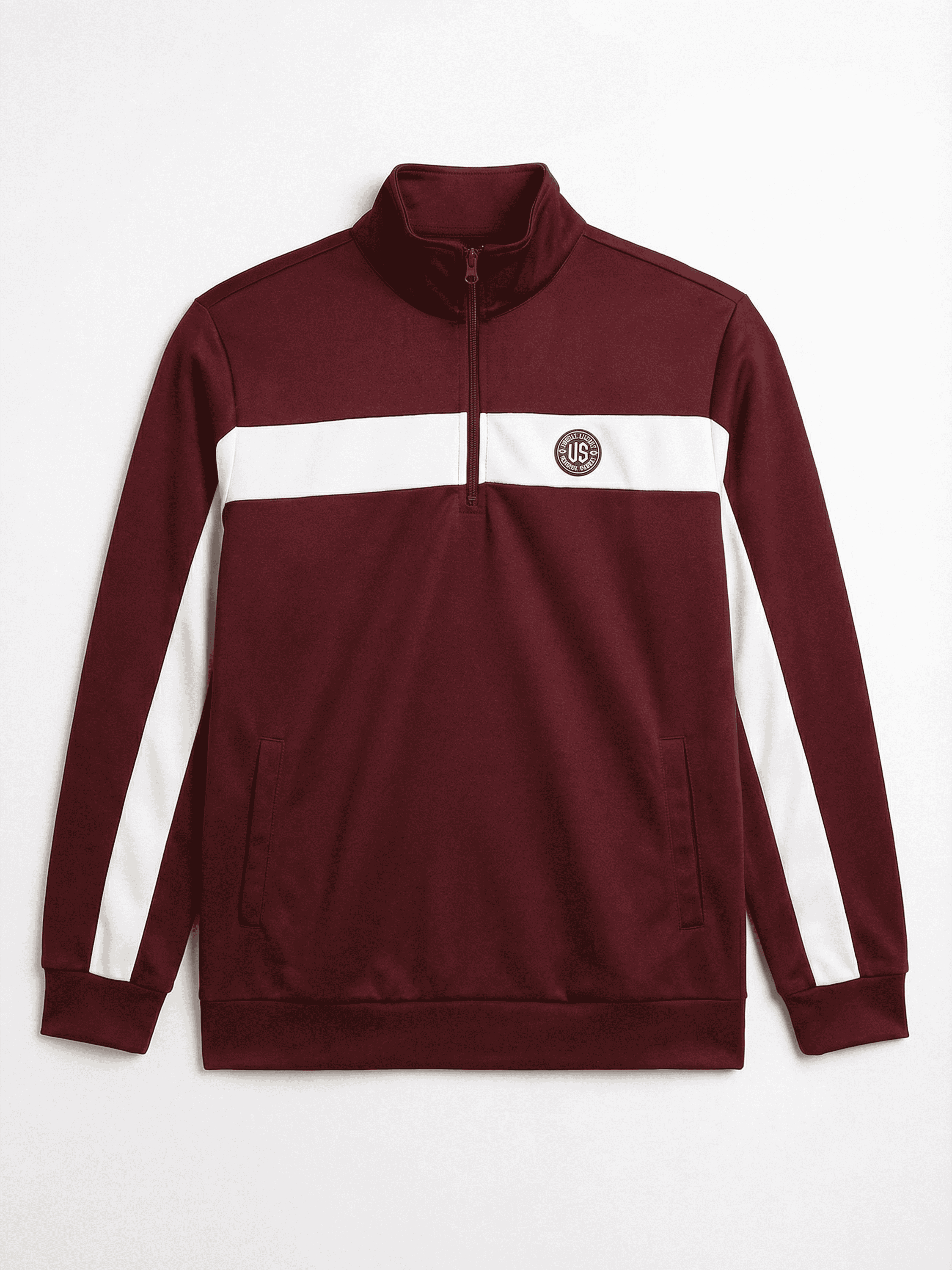 Highlander Men Maroon Mock Collar Front-Open Sweatshirt - Maroon - Image 4