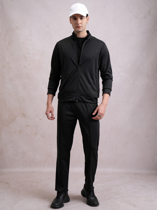 Highlander Men Black High Neck Front-Open Sweatshirt - Black - Image 2