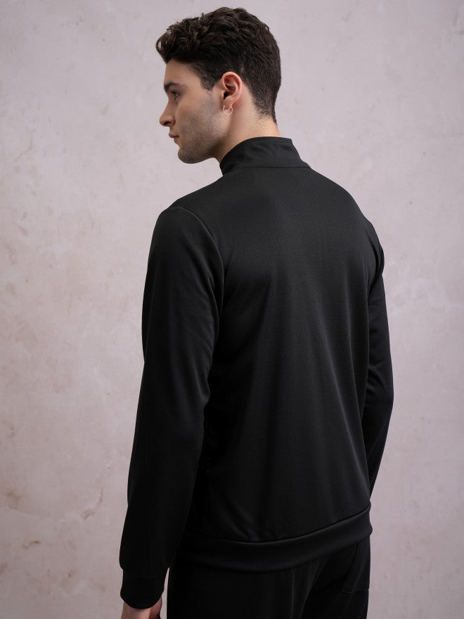 Highlander Men Black High Neck Front-Open Sweatshirt - Black - Image 3