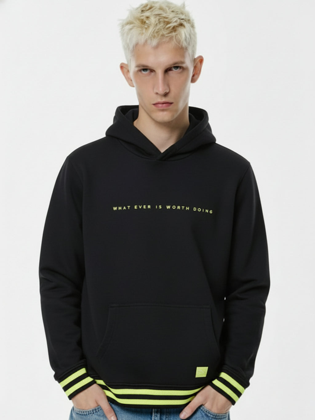 Highlander Men Black Hooded Pullover Sweatshirt - Black - Image 1