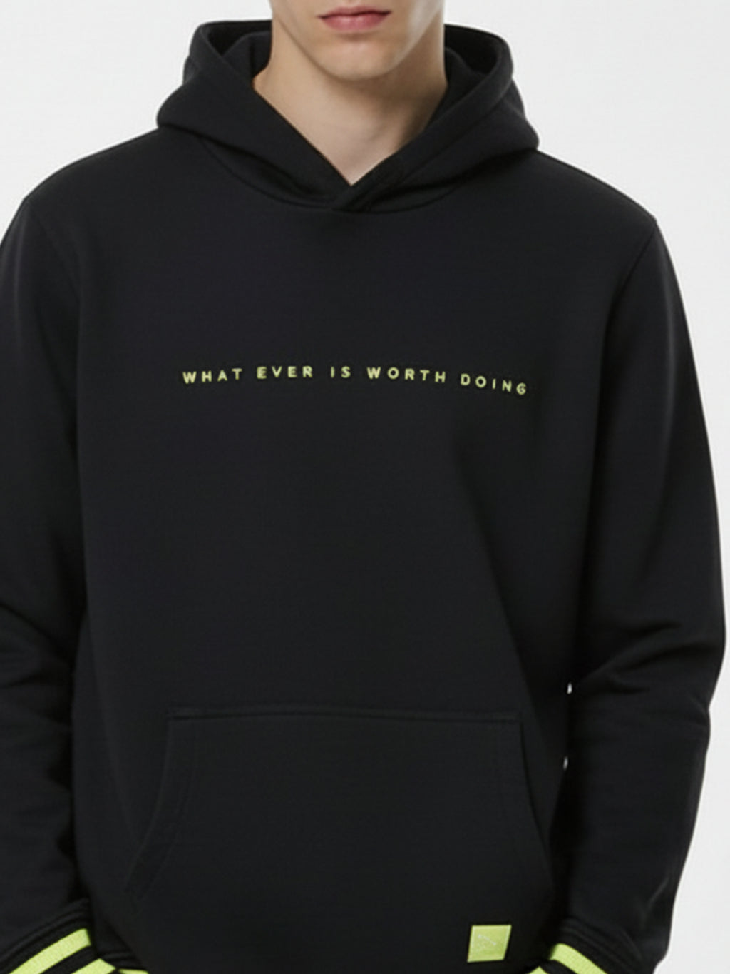 Highlander Men Black Hooded Pullover Sweatshirt - Black - Image 6