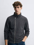 Highlander Men Grey Shirt Collar Front-Open Sweatshirt - Grey - Image 1
