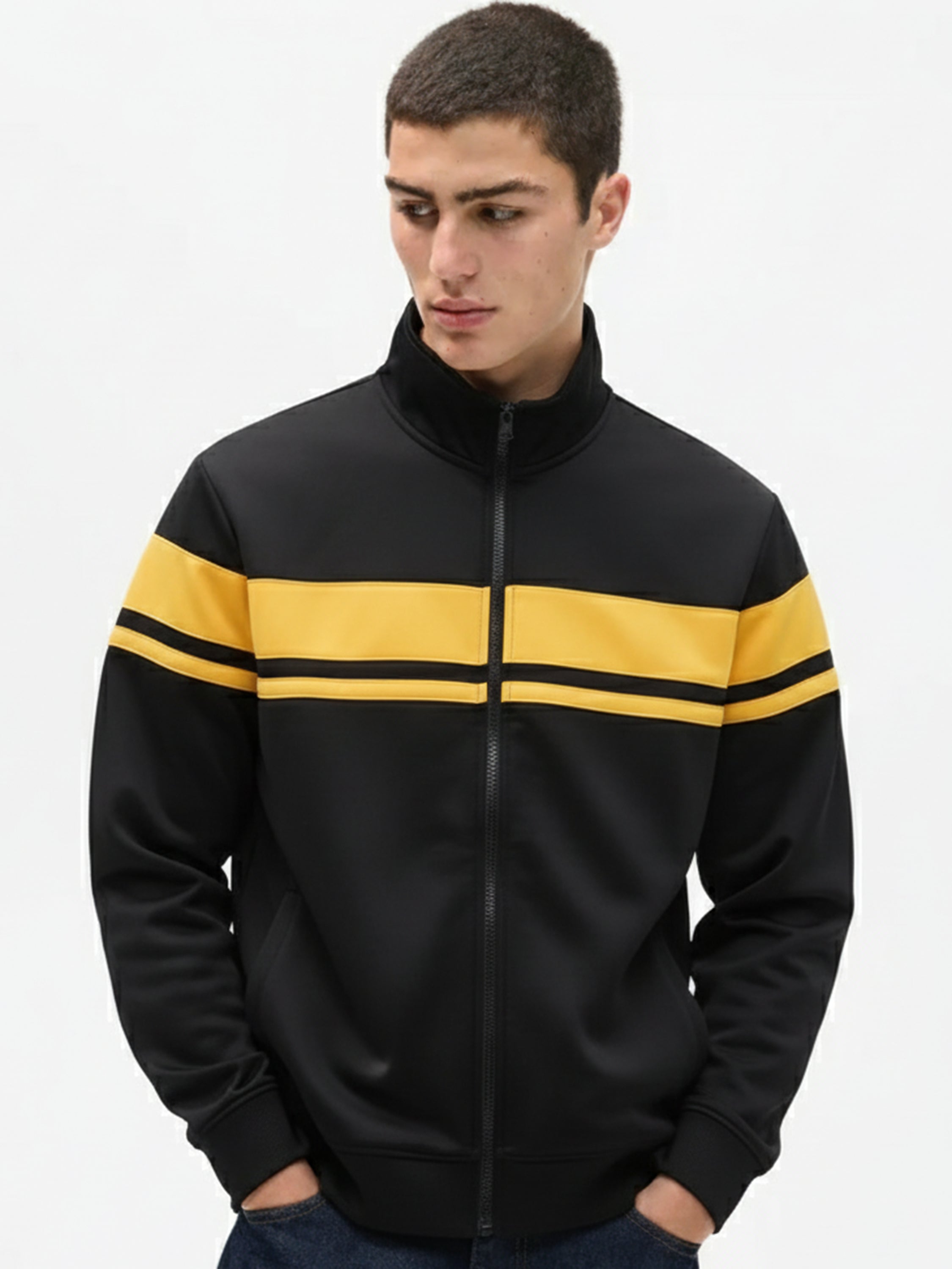 Highlander Men Black High Neck Front-Open Sweatshirt - Black - Image 1