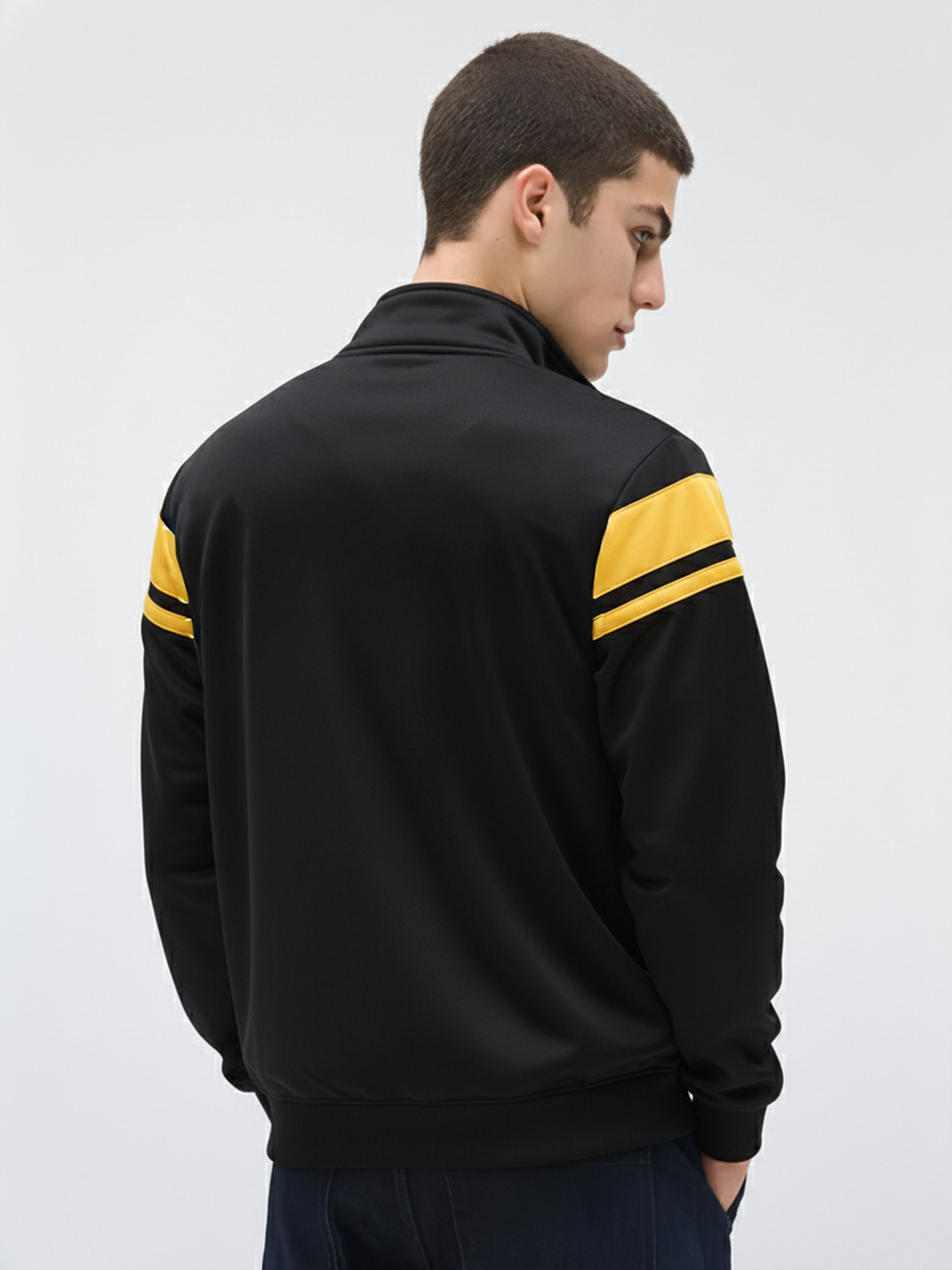 Highlander Men Black High Neck Front-Open Sweatshirt - Black - Image 2