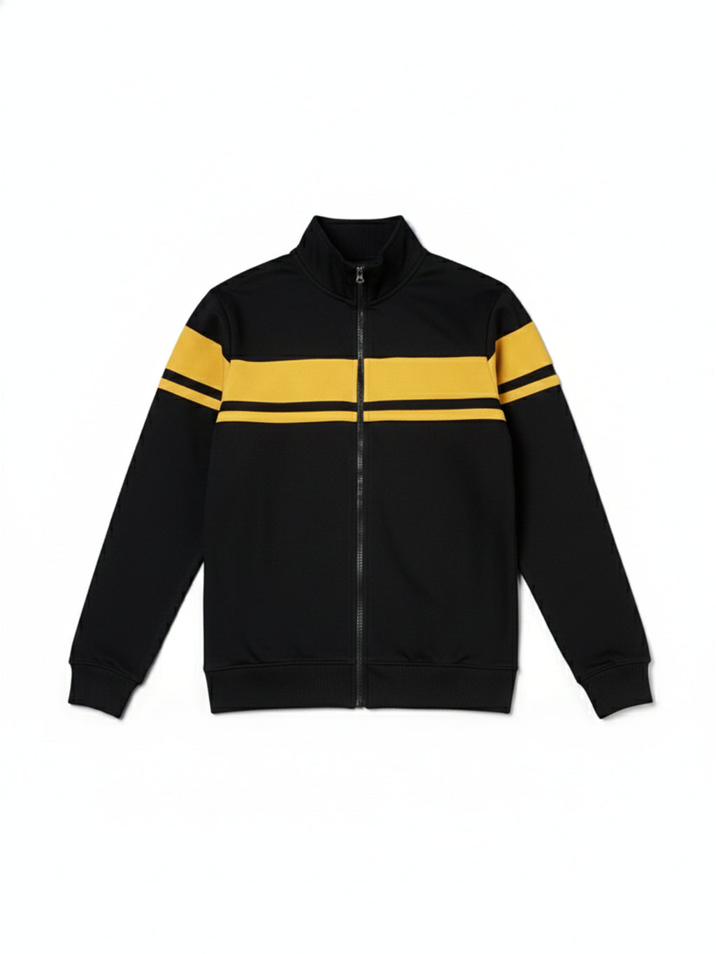 Highlander Men Black High Neck Front-Open Sweatshirt - Black - Image 4