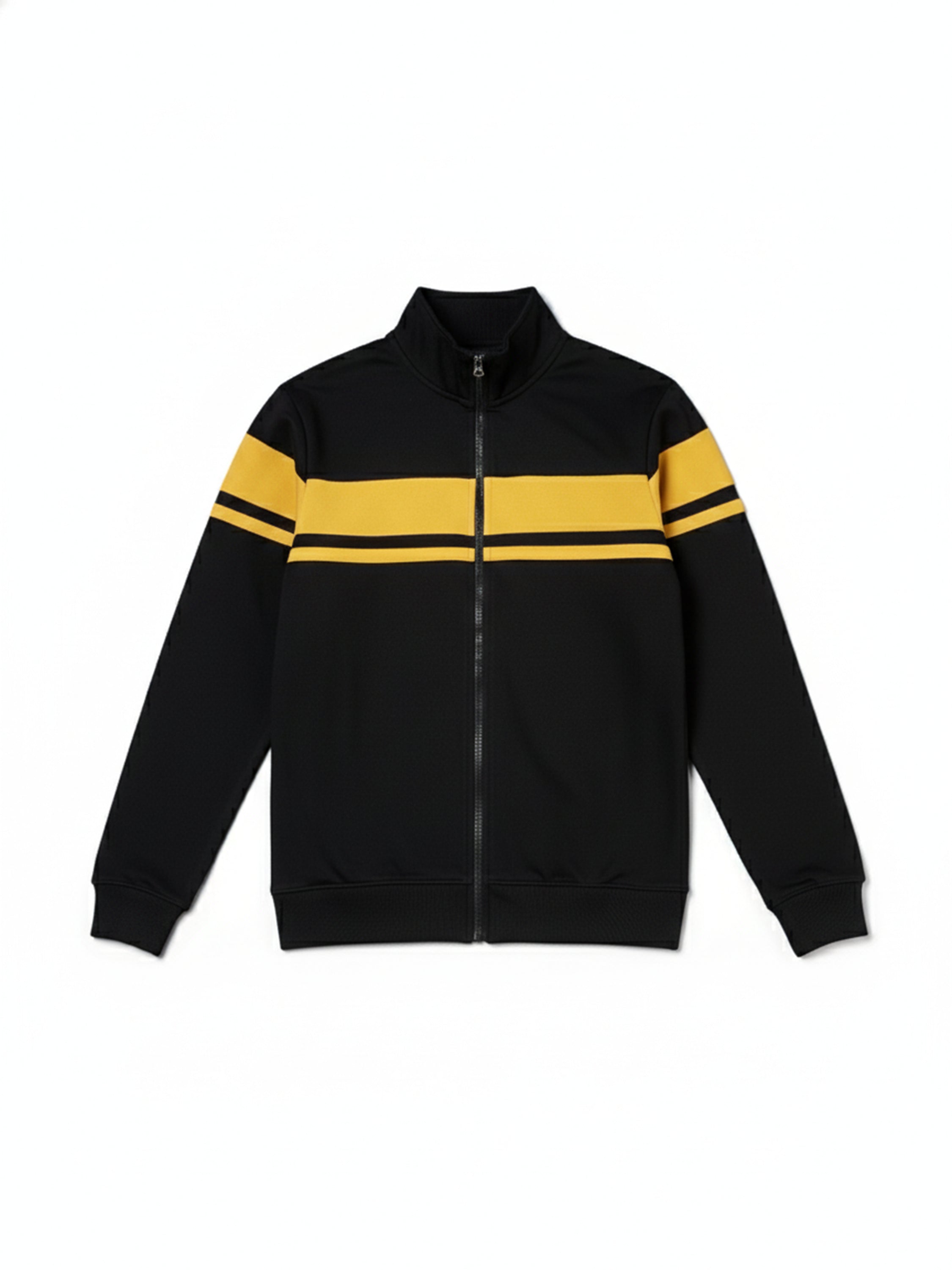 Highlander Men Black High Neck Front-Open Sweatshirt - Black - Image 4
