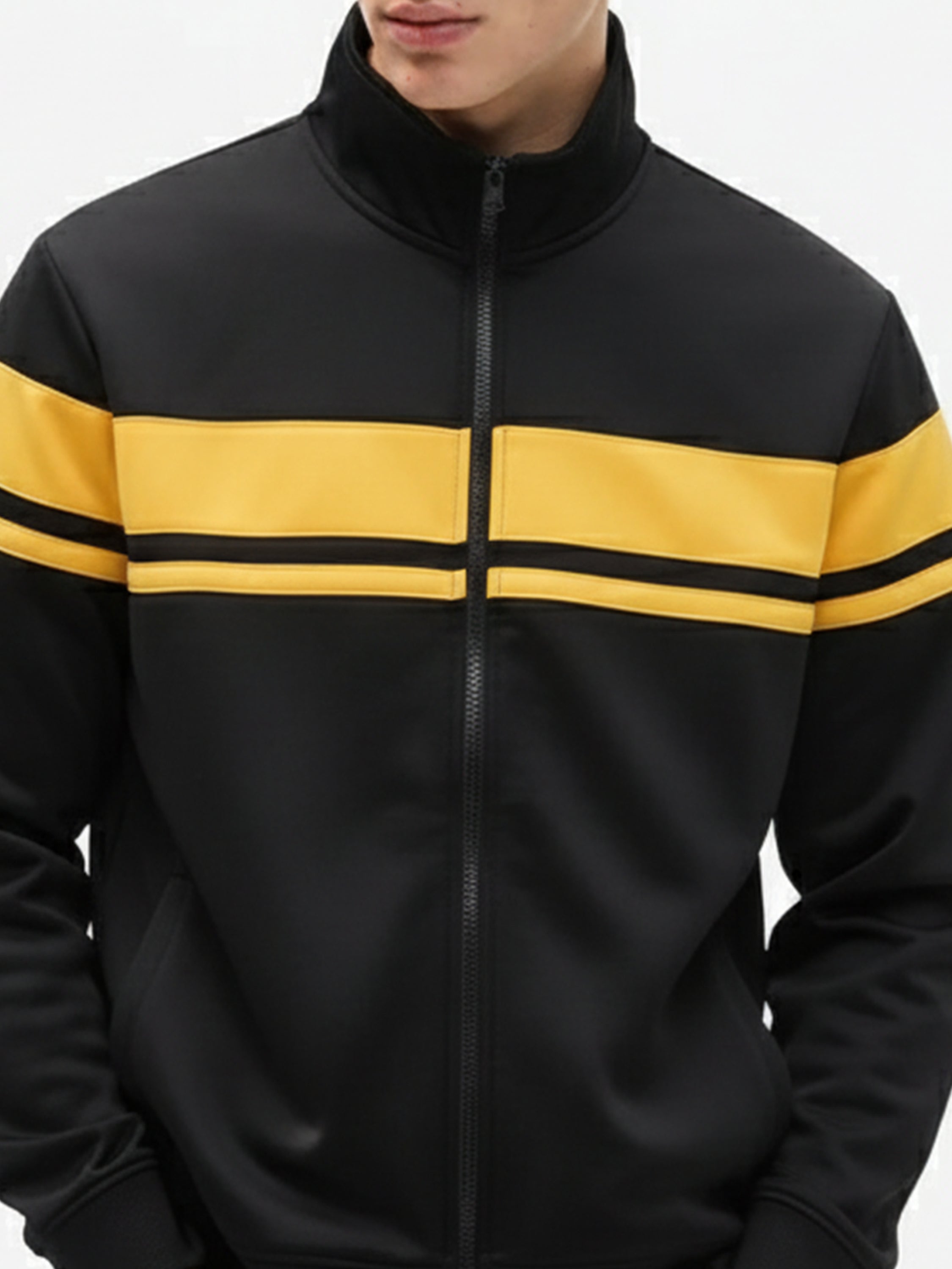 Highlander Men Black High Neck Front-Open Sweatshirt - Black - Image 6