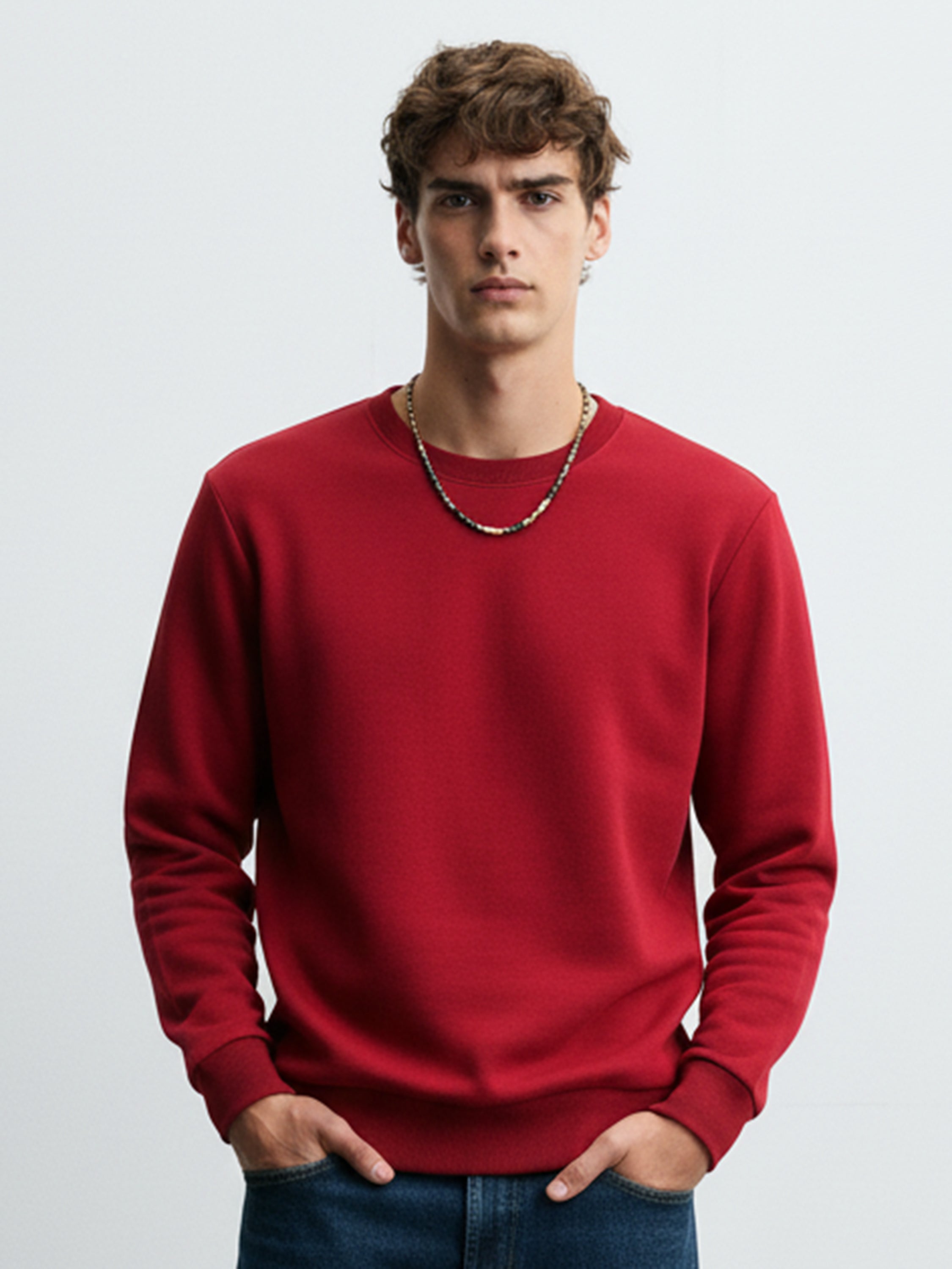 Highlander Men Maroon Round Neck Pullover Sweatshirt - Maroon - Image 1