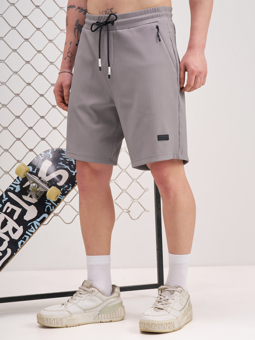 Highlander Men Grey Regular Fit Shorts - Grey - Image 4