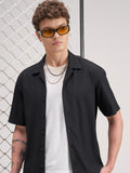 Highlander Men Black Self Design Relaxed Fit Casual Shirt - Black - Image 1