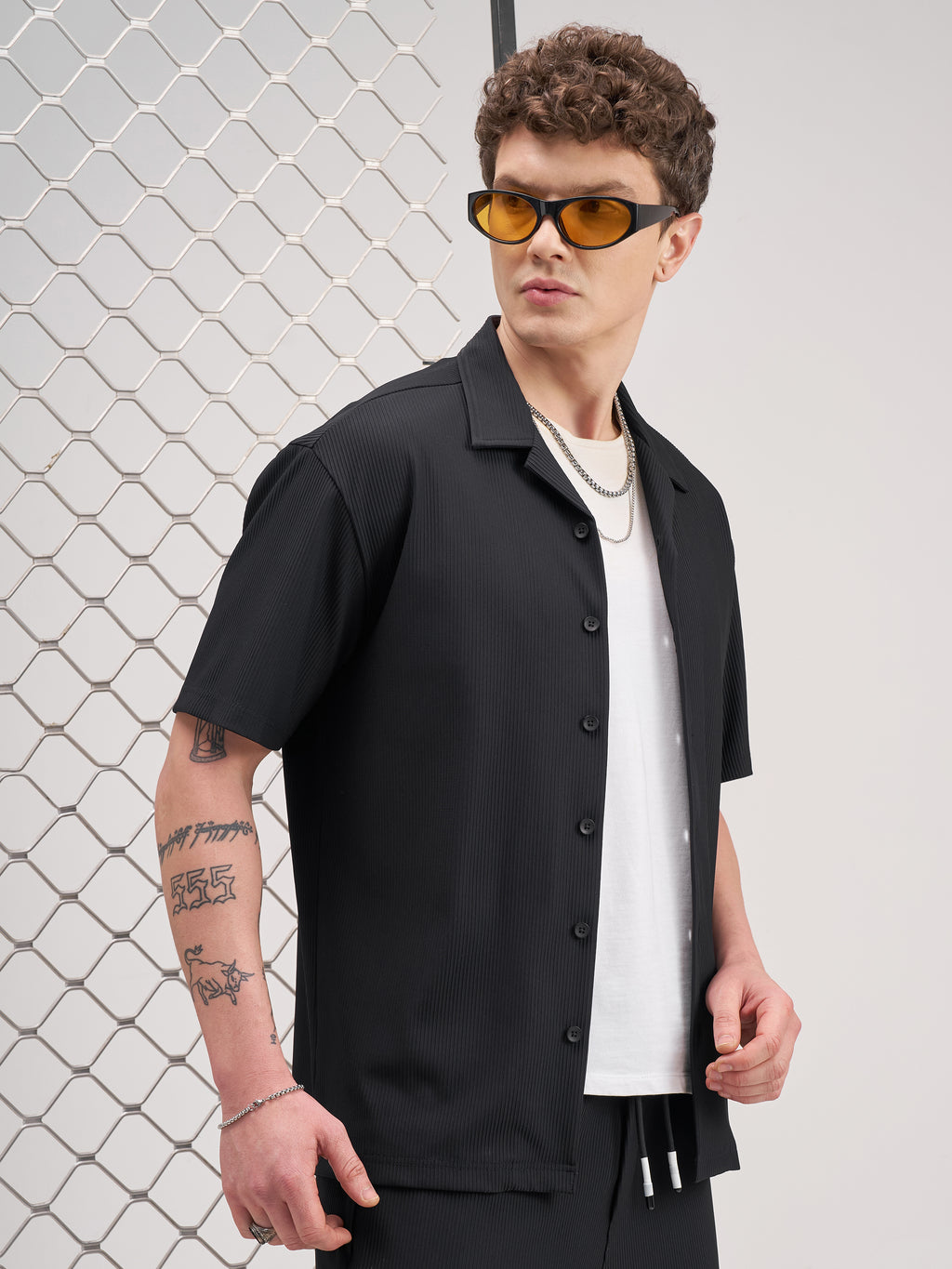 Highlander Men Black Self Design Relaxed Fit Casual Shirt - Black - Image 6