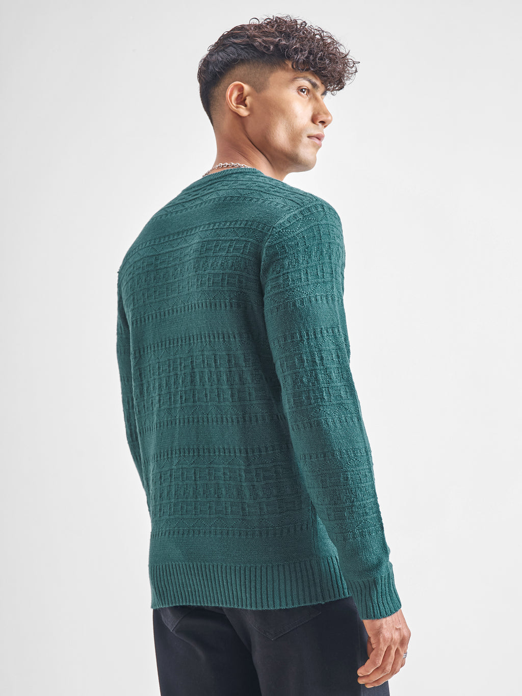Highlander Men Teal Round Neck Pullover Sweater - Teal - Image 3