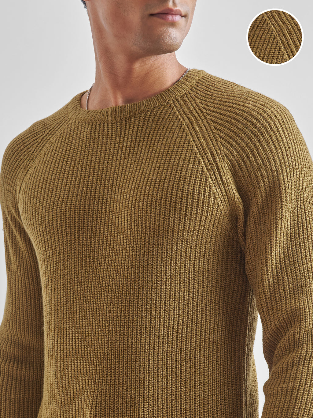 Highlander Men Mustard Round Neck Pullover Sweater - Mustard - Image 5