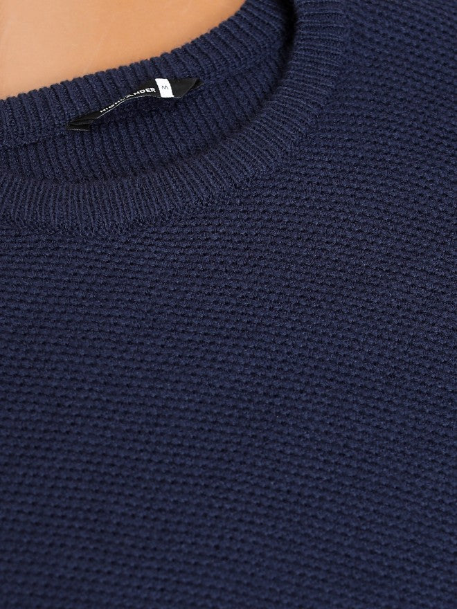 Highlander Men Navy Round Neck Sweater - Navy Blue - Image 7