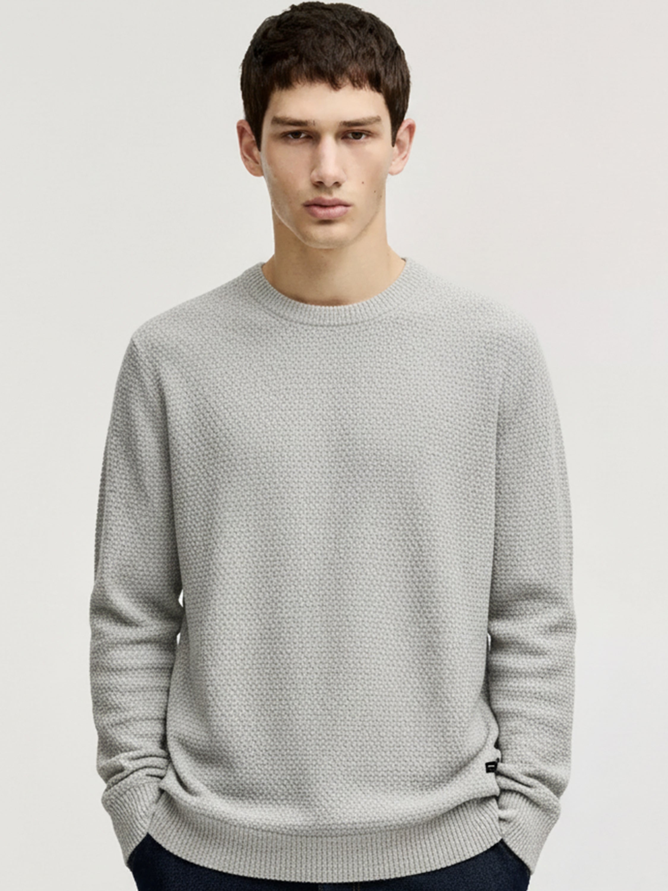 Highlander Men Grey Round Neck Pullover Sweater - Grey - Image 1