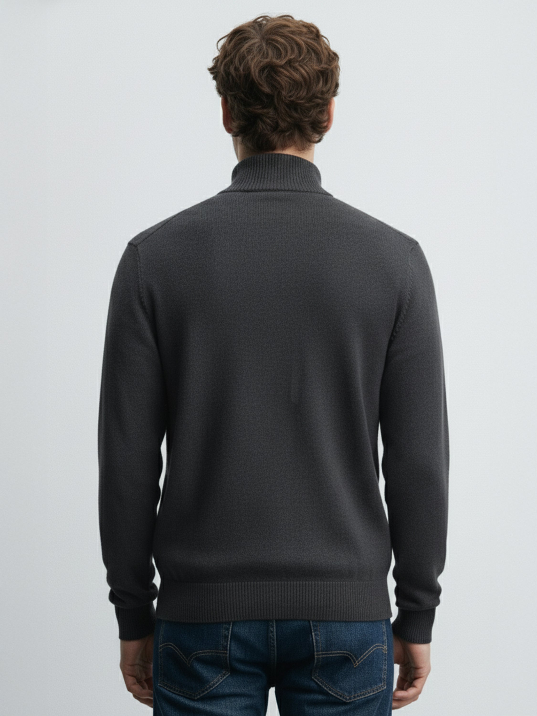 Highlander Men Black Mock Collar Pullover Sweater - Black - Image 3