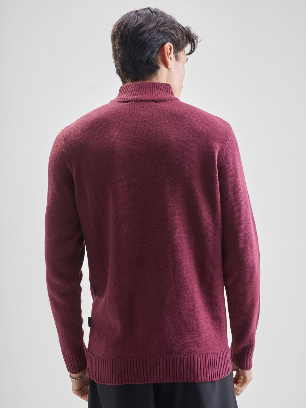 Highlander Men Red Mock Collar Pullover Sweater - Red - Image 3