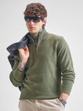 Highlander Men Green Mock Collar Pullover Sweater - Green - Image 1