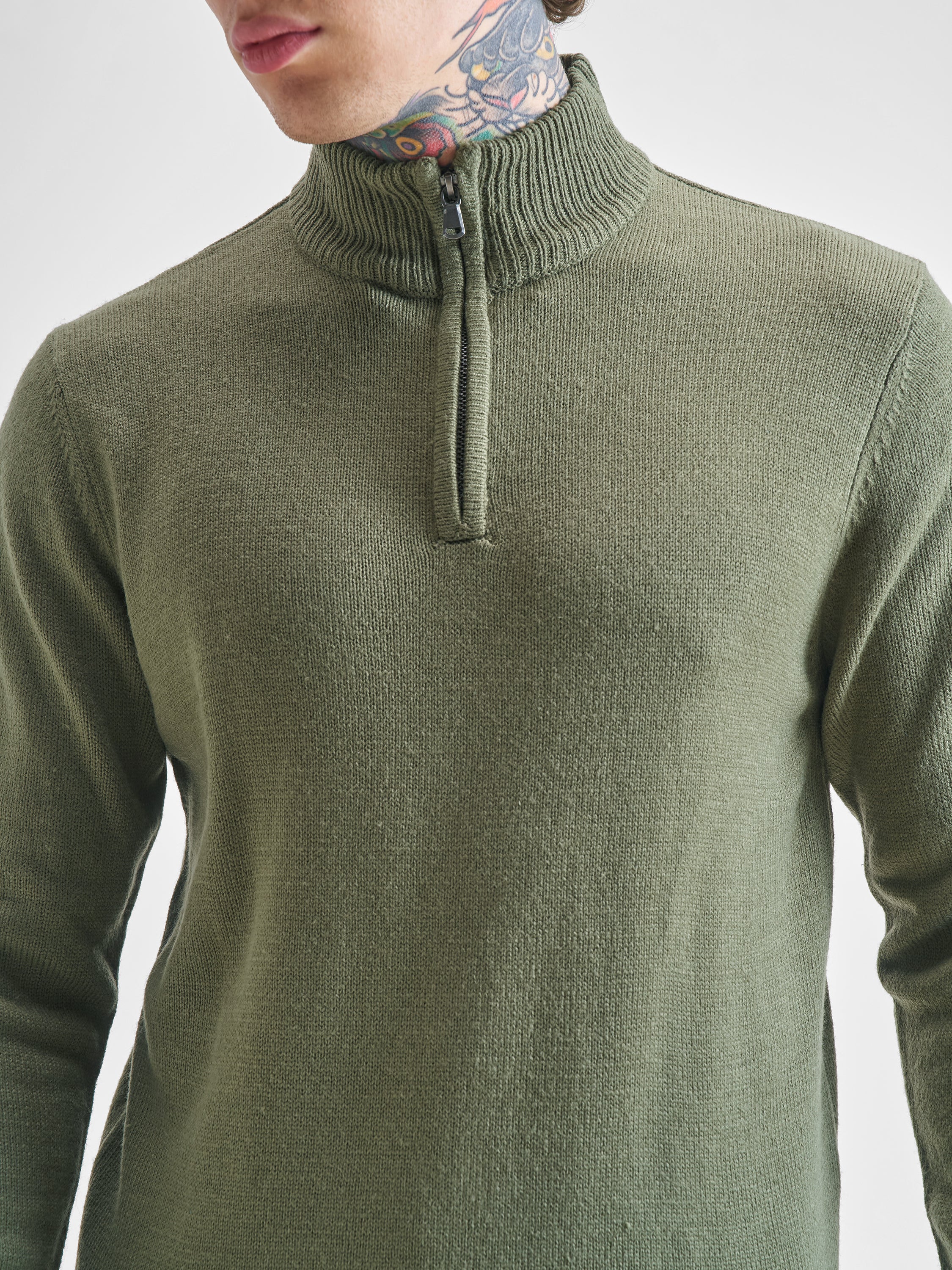 Highlander Men Green Mock Collar Pullover Sweater - Green - Image 5