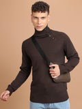 Highlander Men Brown Turtle Neck Pullover Sweater - Brown - Image 1