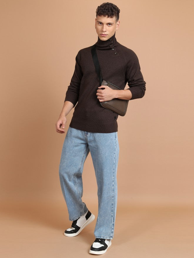 Highlander Men Brown Turtle Neck Pullover Sweater - Brown - Image 2