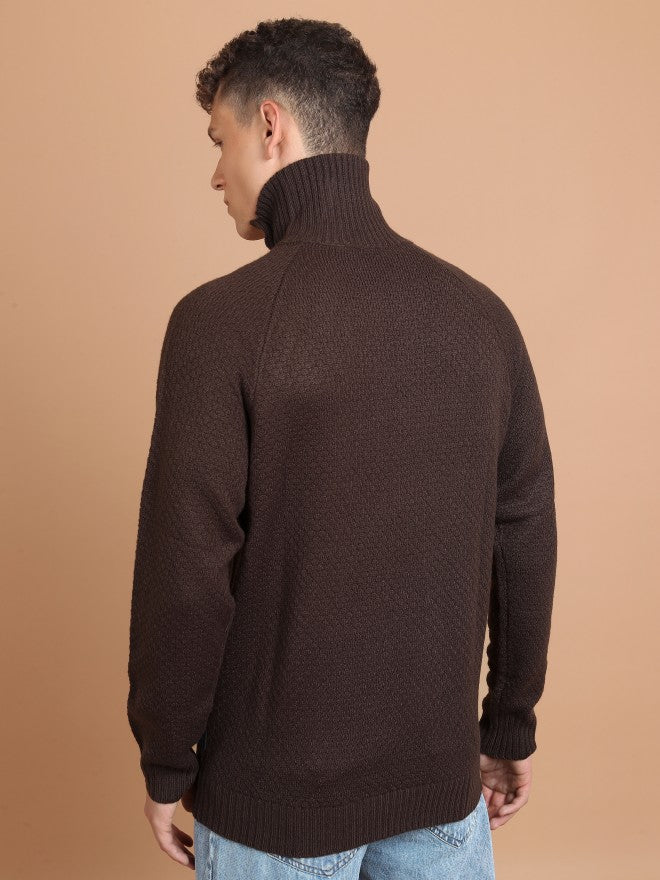 Highlander Men Brown Turtle Neck Pullover Sweater - Brown - Image 3