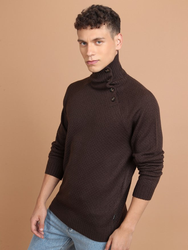 Highlander Men Brown Turtle Neck Pullover Sweater - Brown - Image 4