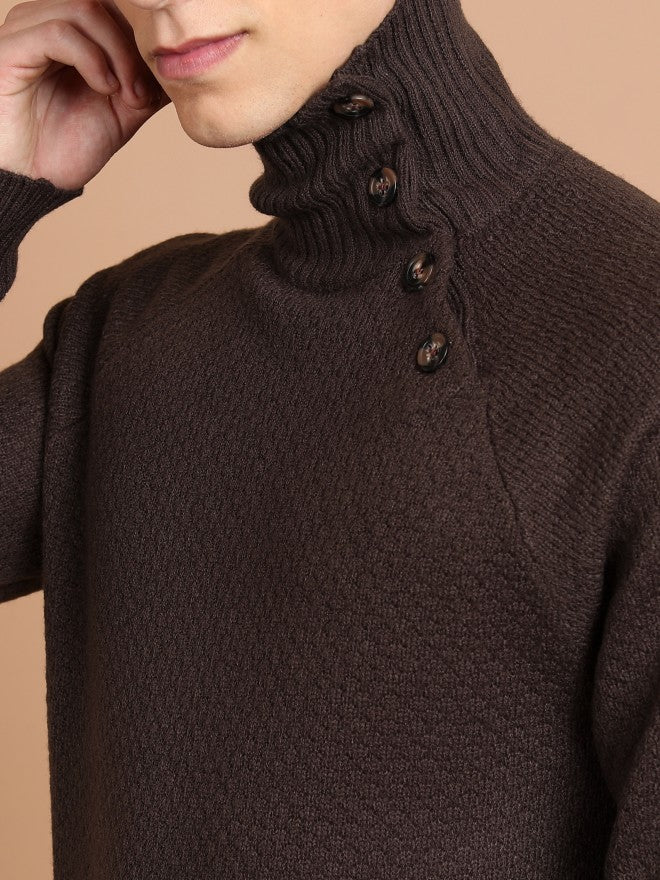 Highlander Men Brown Turtle Neck Pullover Sweater - Brown - Image 5