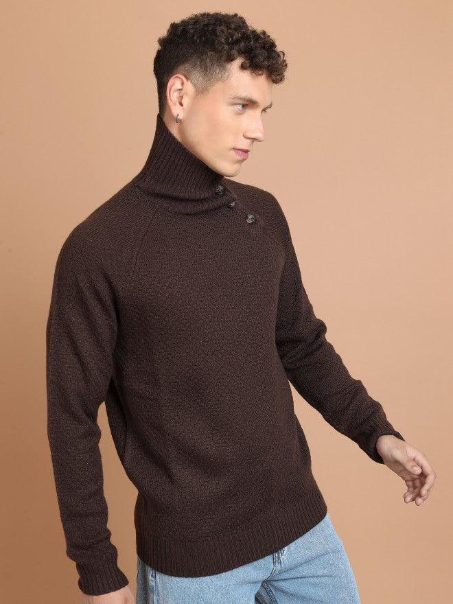 Highlander Men Brown Turtle Neck Pullover Sweater - Brown - Image 6