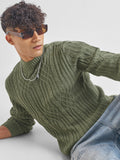 Highlander Men Green Mock Collar Pullover Sweater - Green - Image 1