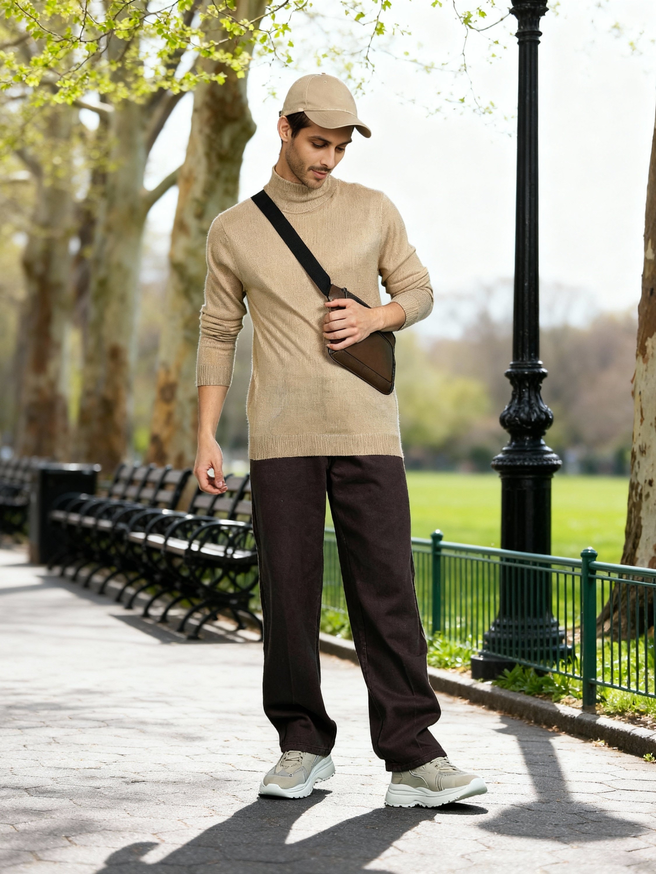 Highlander Men Beige Turtle Neck Pullover Sweater - Beige - Image 2