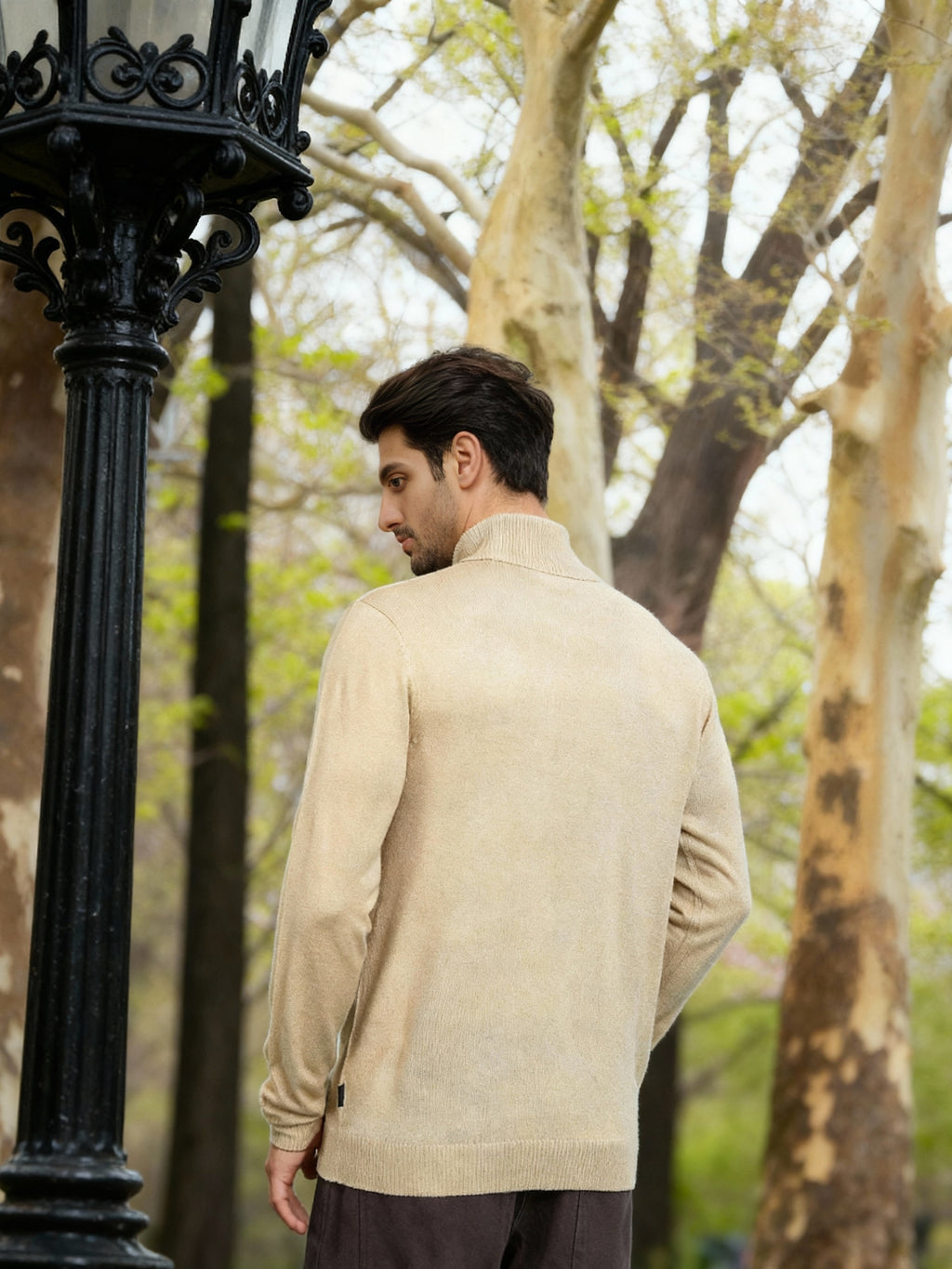 Highlander Men Beige Turtle Neck Pullover Sweater - Beige - Image 3