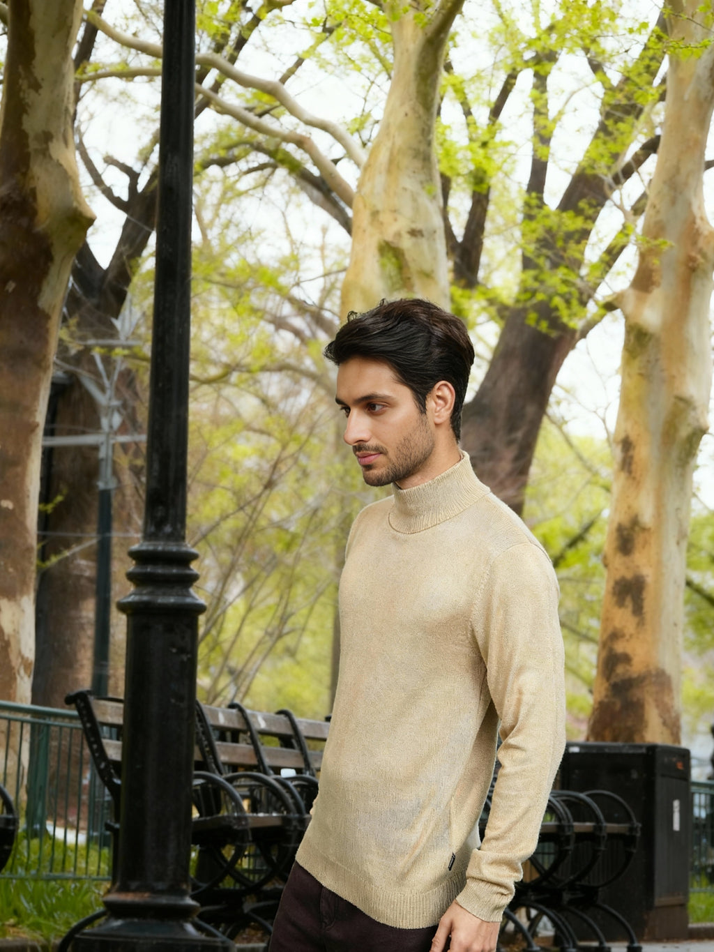 Highlander Men Beige Turtle Neck Pullover Sweater - Beige - Image 4