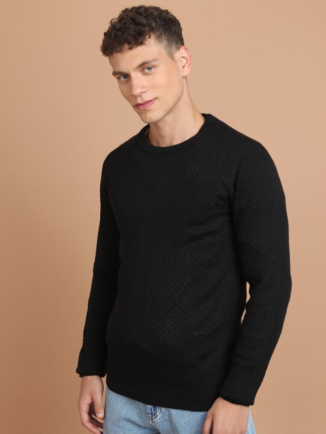 Highlander Men Black Round Neck Pullover Sweater - Black - Image 4