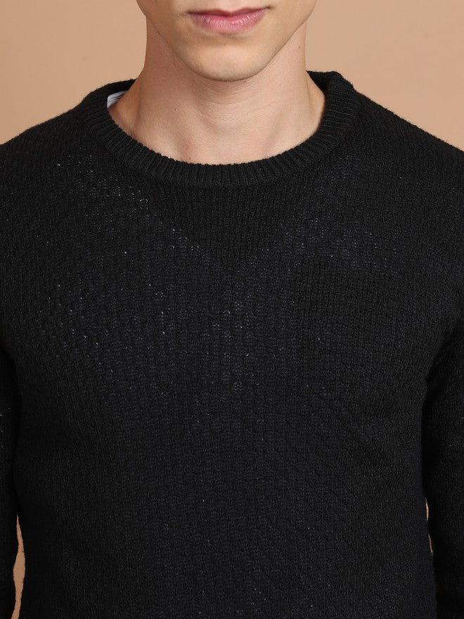 Highlander Men Black Round Neck Pullover Sweater - Black - Image 5