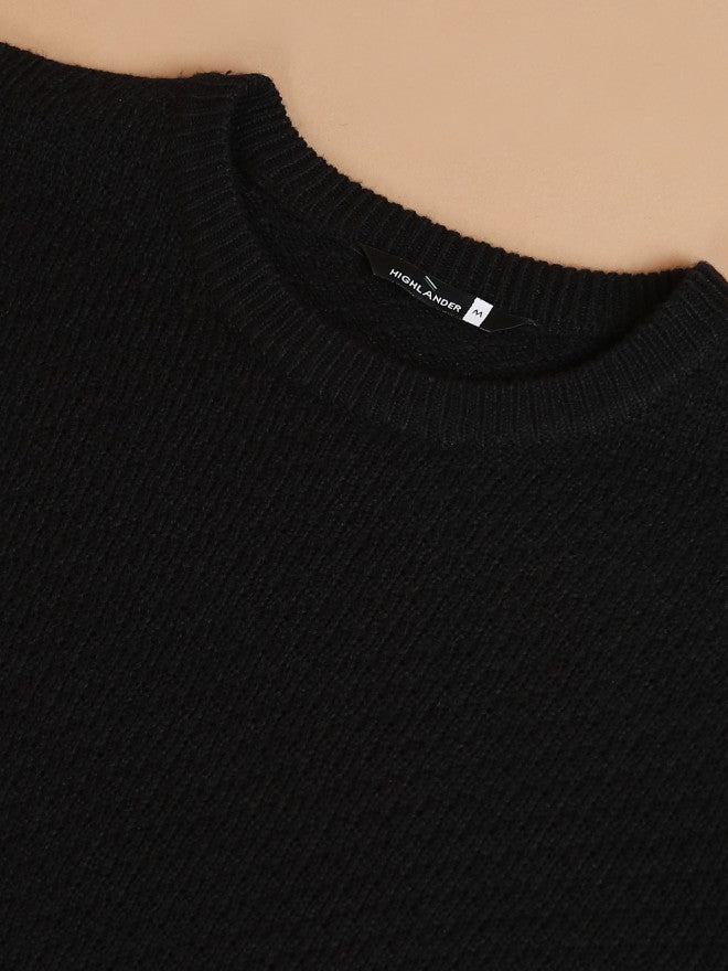Highlander Men Black Round Neck Pullover Sweater - Black - Image 7