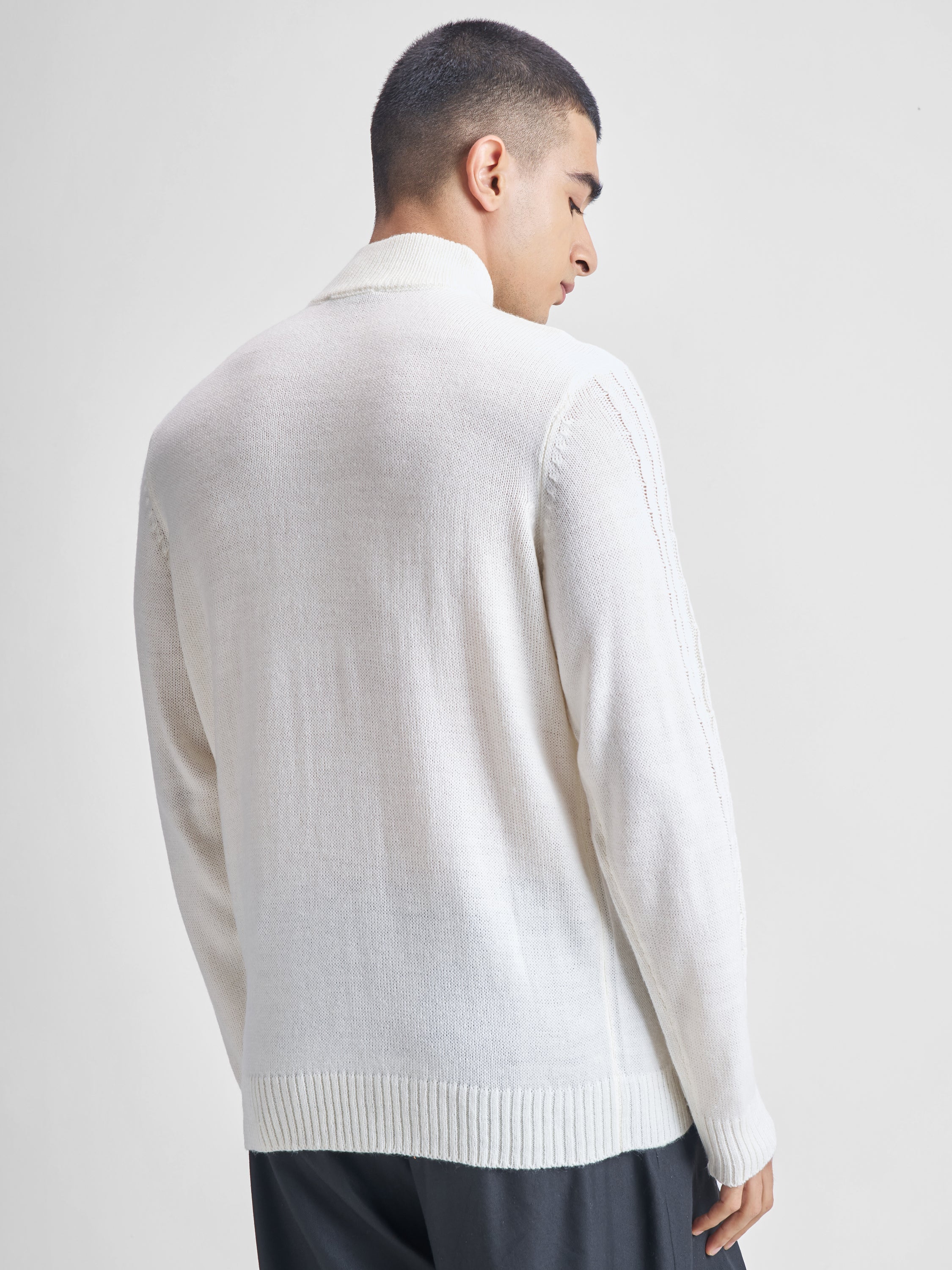Highlander Men White Turtle Neck Pullover Sweater - White - Image 3