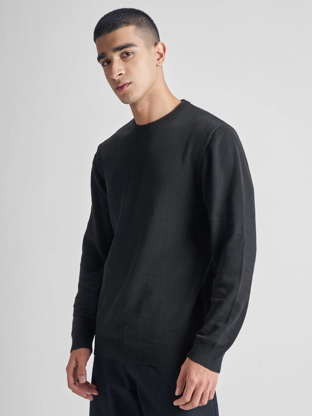 Highlander Men Black Round Neck Pullover Sweater - Black - Image 4