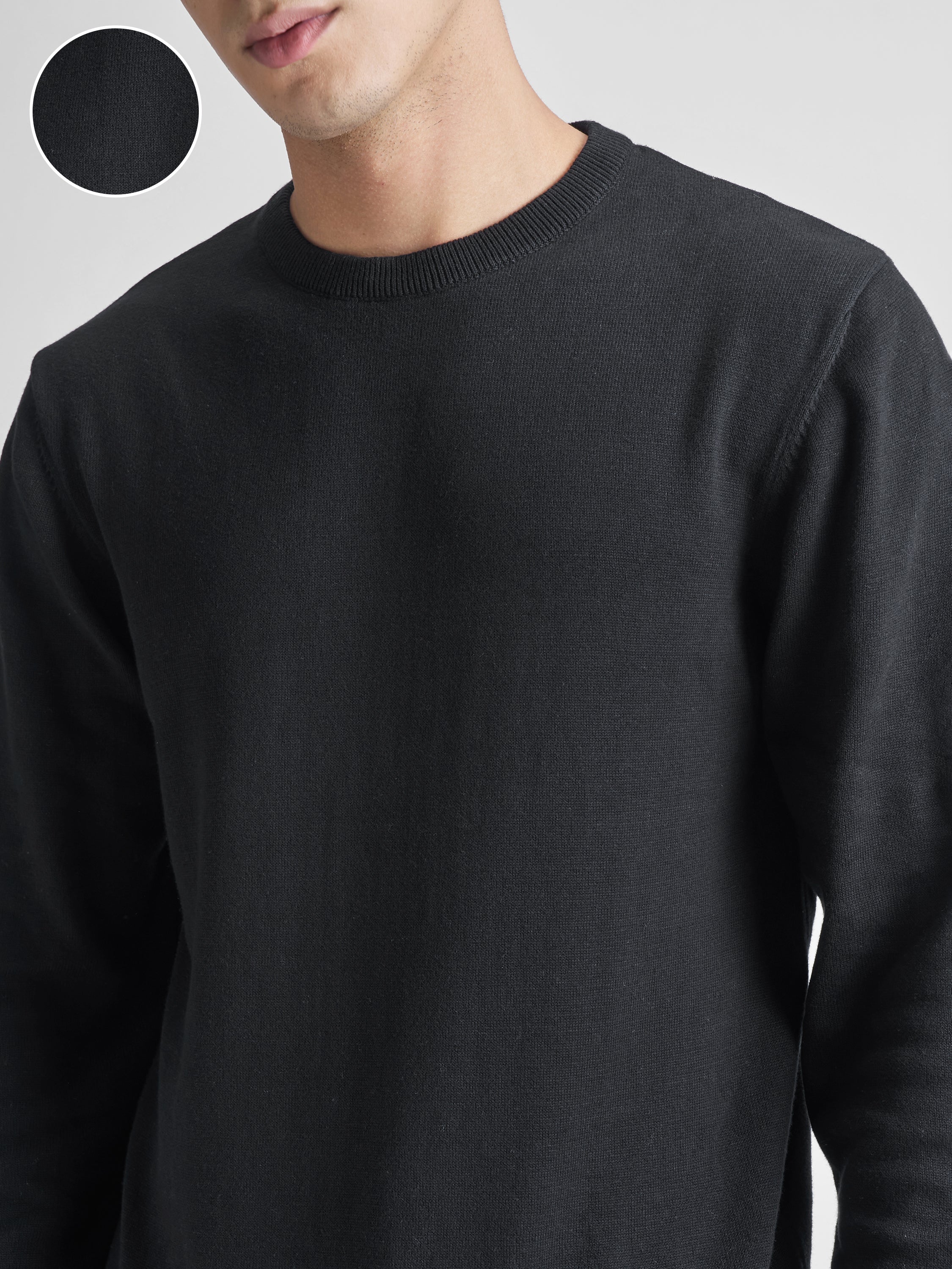 Highlander Men Black Round Neck Pullover Sweater - Black - Image 5