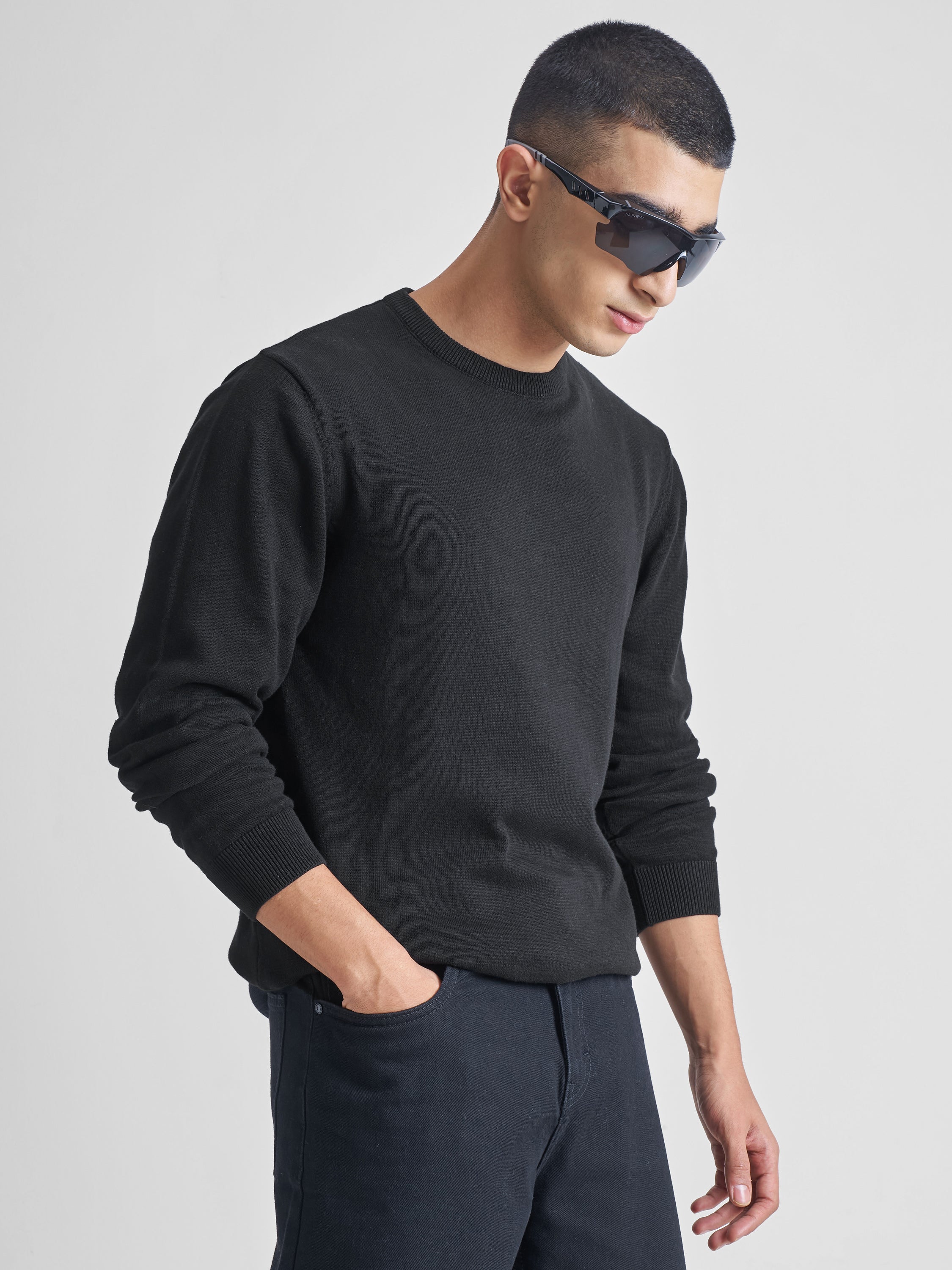 Highlander Men Black Round Neck Pullover Sweater - Black - Image 6
