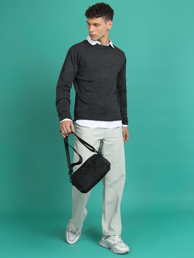 Highlander Men Dark Grey Round Neck Sweater - Grey - Image 2