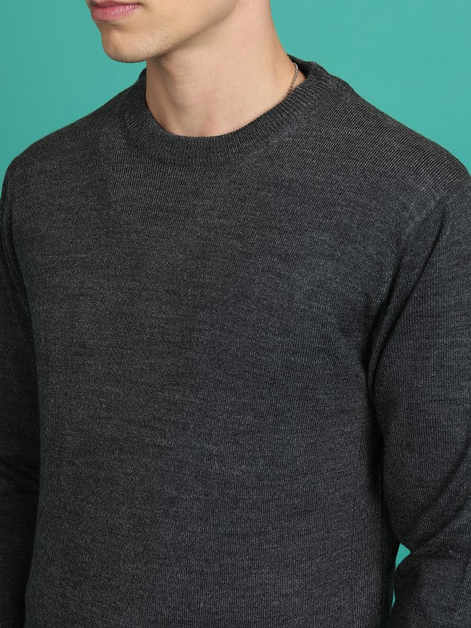 Highlander Men Dark Grey Round Neck Sweater - Grey - Image 5