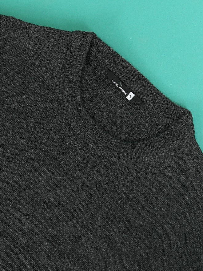 Highlander Men Dark Grey Round Neck Sweater - Grey - Image 7