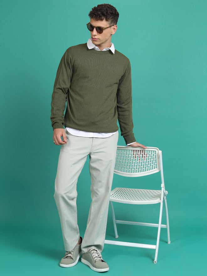 Highlander Men Green Round Neck Sweater - Green - Image 2